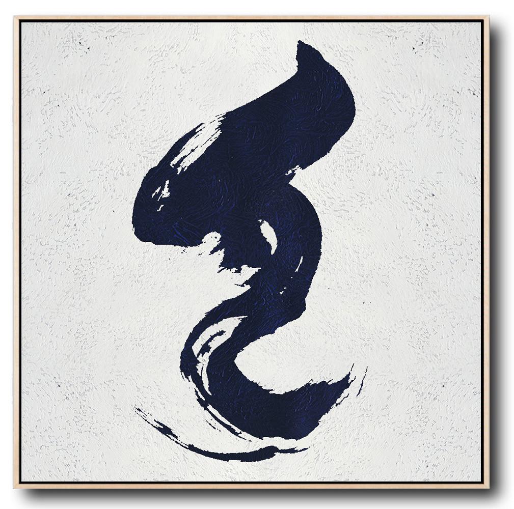 Navy Blue Minimalist Painting #NV149A - Click Image to Close